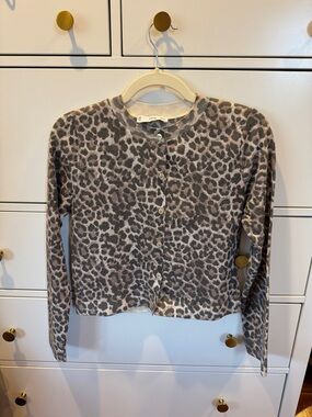 Leopard Print Button-Up Cardigan - Neutral Tones